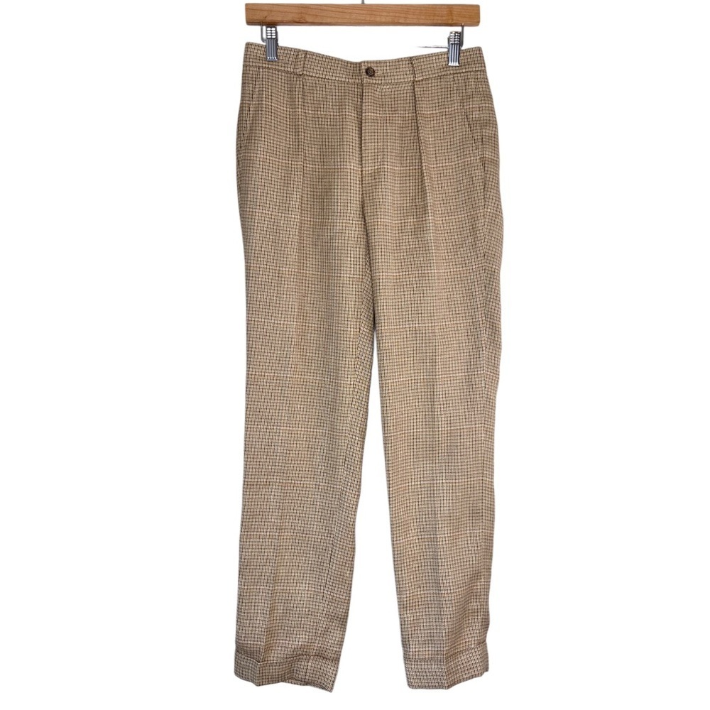 Lauren Ralph Lauren Black Label Linen Cotton Sz 2 Preppy Classic Plaid Trousers